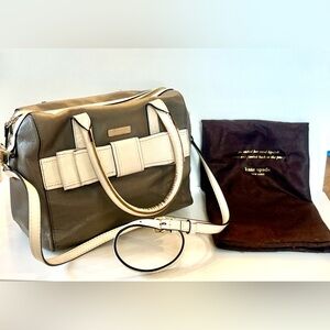 Vintage Kate Spade Taupe/Grey and Cream Structured Cross Body Purse